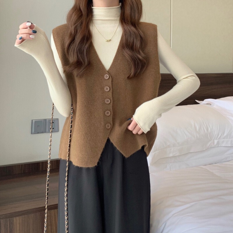 Chanel Style Elegant commuter Solid Color Knitted Vest Women's 2024 Autumn and Winter Fashionable Outer Sleeveless Vest Top