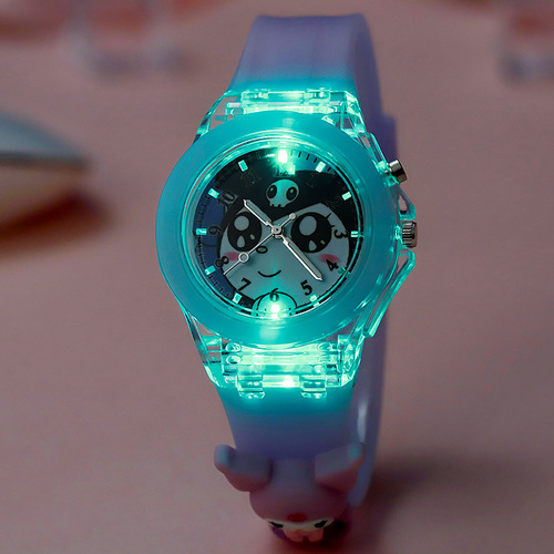 Wholesale primary school children's watches new cartoon colorful flashing luminous watch doll silicone electronic watch