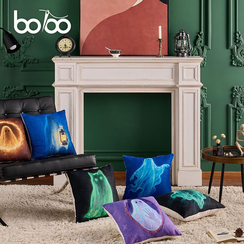 跨境万圣节抱枕套家居装饰幽灵系列数码印花抱枕套沙发靠枕靠垫套