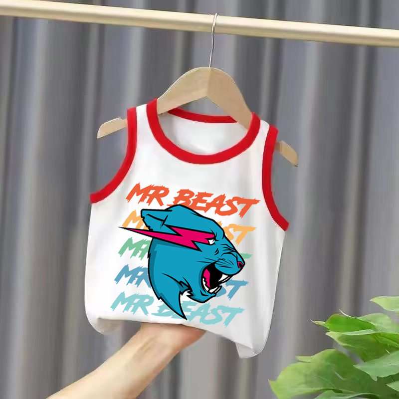 2024跨境亞馬遜 Mr Beast Lightning Cat兒童無袖背心男女童上衣