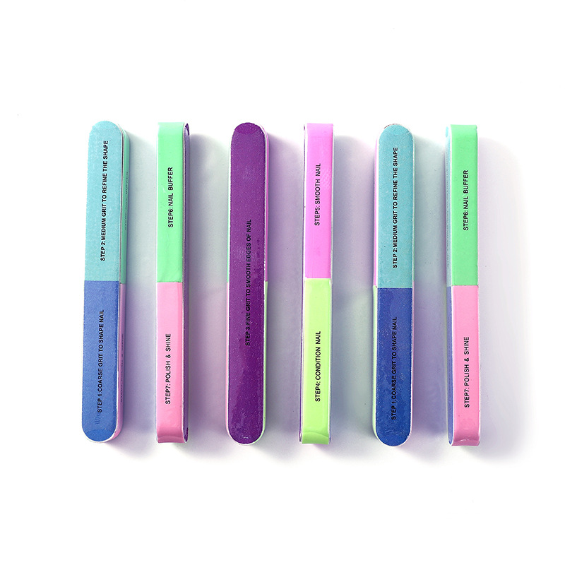 Nail Art Tool Fluorescent Color Seven-Sided File, Nail File Seven-Sided Grinding Strip, Nail Edge Finishing File, Wholesale Set