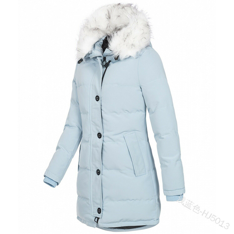 AliExpress Amazon de mujer con capucha de manga larga con cremallera cálida chaqueta de algodón acolchado invierno cremallera de longitud media abrigo de color sólido image 12