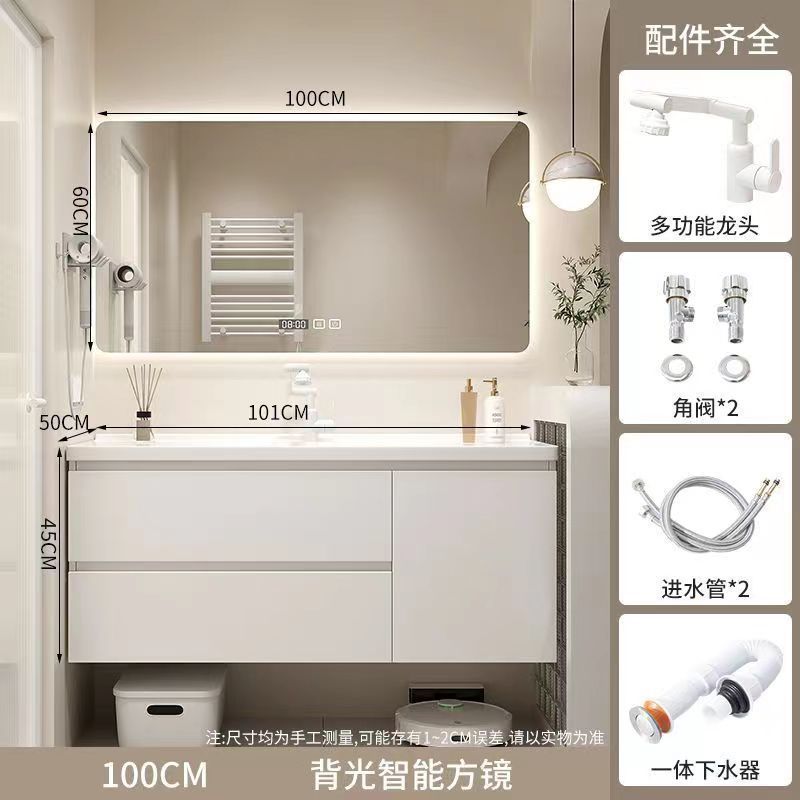 浴室キャビネット セラミック一体型洗面器 浴室洗面台 カウンタートップ一体型洗面台 キャビネット組み合わせ洗面台 浴室|undefined