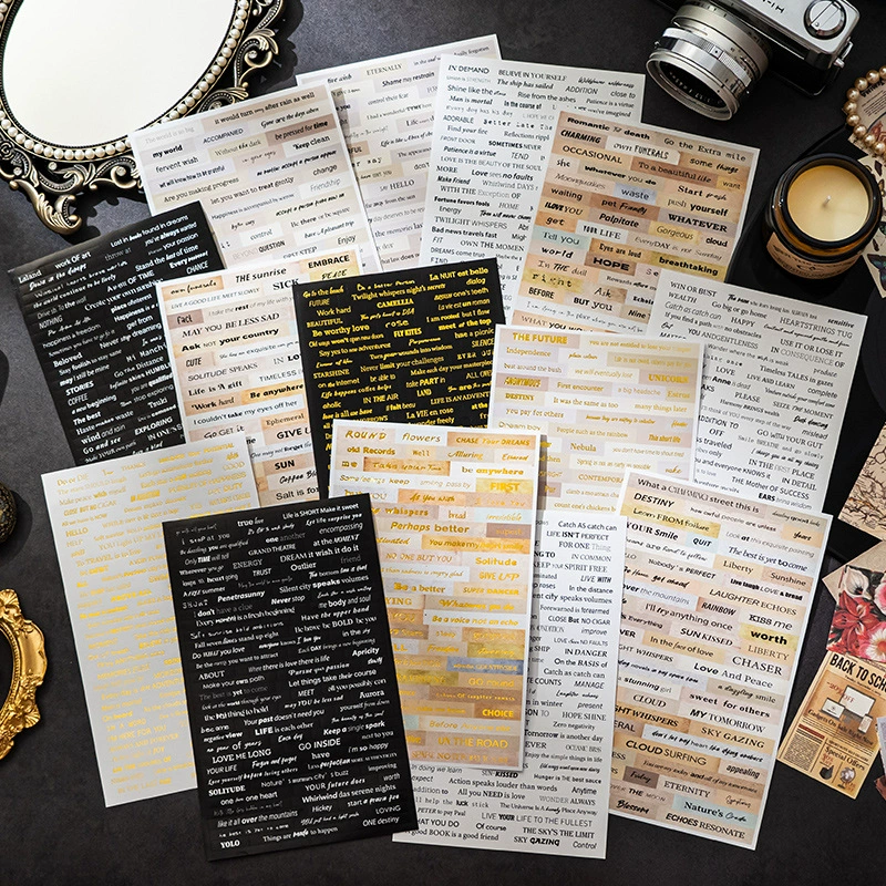 Креативные ретро наклейки с английскими буквами, горячее тиснение, милый дневник, детский декоративный материал, узор «сделай сам», маленький