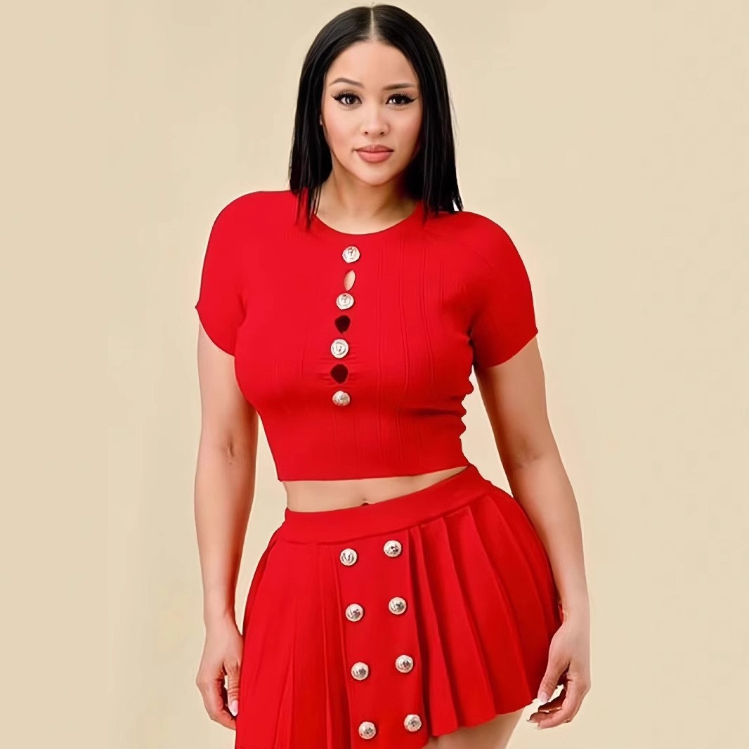 Damen Kurzarm Strickoberteil Slim Fit Basic Streetwear Top_voghion.com