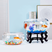 办公室小鱼缸加厚透明玻璃乌龟缸客厅家用桌面圆形迷你小型金鱼缸