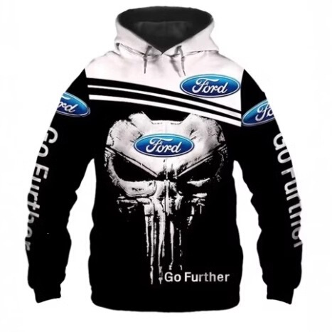 Latest cross-border Ford car logo 3D printed hoodie for men, pullover racing sweatshirt, fashionable casual top