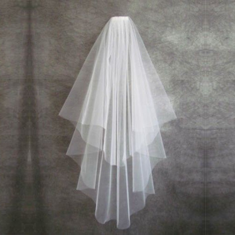 DK017 Imported Short Edge Bridesmaid Veil Wedding Face Veil Double Layer White Ivory Color Soft Net Head Cover