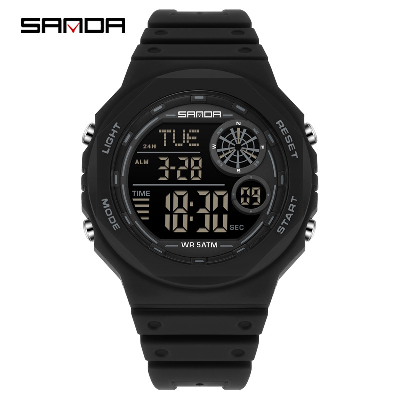 Sanda SANDA reloj electrónico deportivo al aire libre impermeable luz nocturna reloj de despertador de estudiantes de secundaria