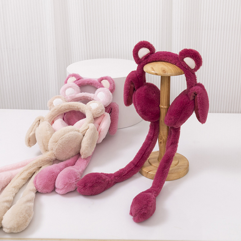 Cartoon earmuffs winter Korean version student plush moving ears cute warm outdoor riding windproof plus velvet thickening
