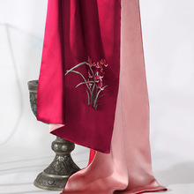 双面苏州刺绣100%桑蚕丝围巾手工绣丝巾国风复古缎面高档丝绸礼品