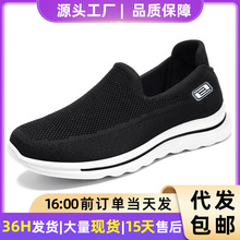 鞋子男休闲鞋飞织透气单鞋聚氨酯软底轻便中老年爸爸鞋透气舒适