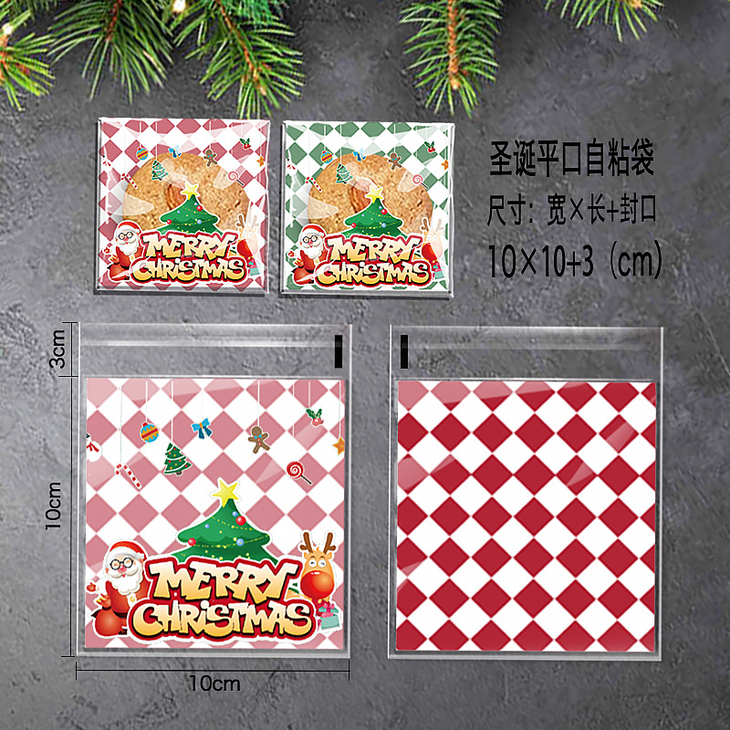 Navidad viejo hombre árbol copo de nieve crujiente caramelo auto-Sellado bolsa adhesiva galleta vaca galleta fiesta regalo embalaje 100