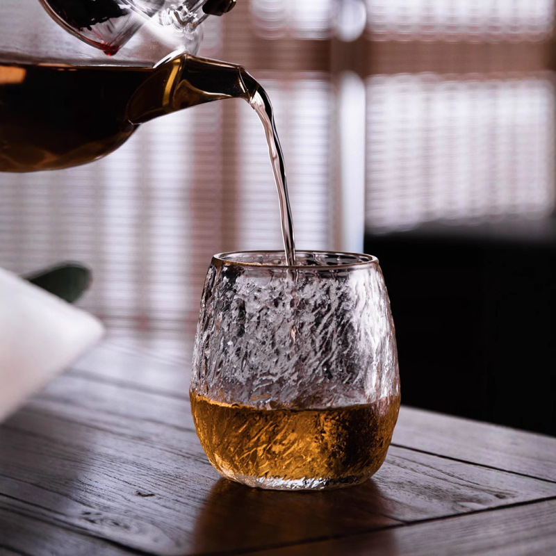 I9EK冰川纹耐高温玻璃杯ins风家用酒杯高颜值杯子透明饮品杯茶杯|undefined