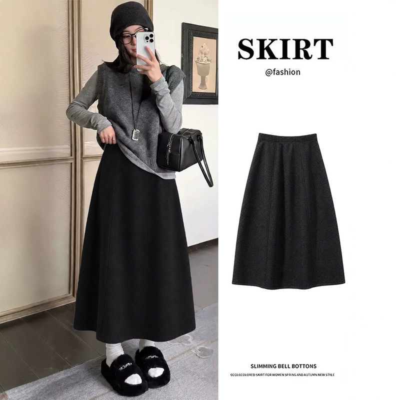 Gray Woolen Skirt for Women, Autumn and Winter 2026 New High-Waisted A-Line Umbrella Skirt, Mid-Length Flower Bud Skirt Gray Woolen Skirt for Women, Autumn and Winter 2026 New High-Waisted A-Line Umbrella Skirt, Mid-Length Flower Bud Skirt