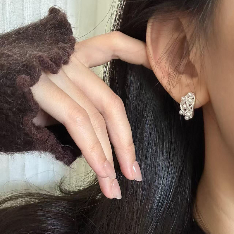 迈思卡925银繁星施家珍珠耳钉女韩国新款轻奢气质捕梦网精致耳饰