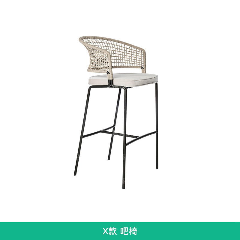 silla de bar al aire libre patio alojamiento creativo muebles de aleación de aluminio al aire libre a prueba de agua silla alta de caña image 29