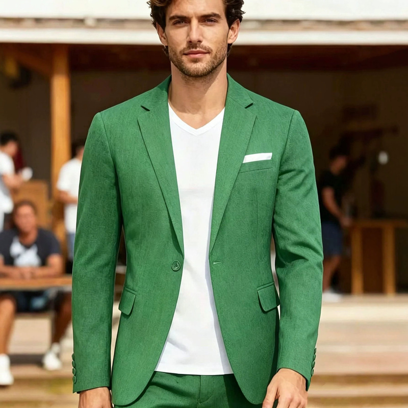 Italian-Style Summer Men's Thin Casual Blazer, Linen Material, Slim Fit Trendy Suit Jacket Italian-Style Summer Men's Thin Casual Blazer, Linen Material, Slim Fit Trendy Suit Jacket