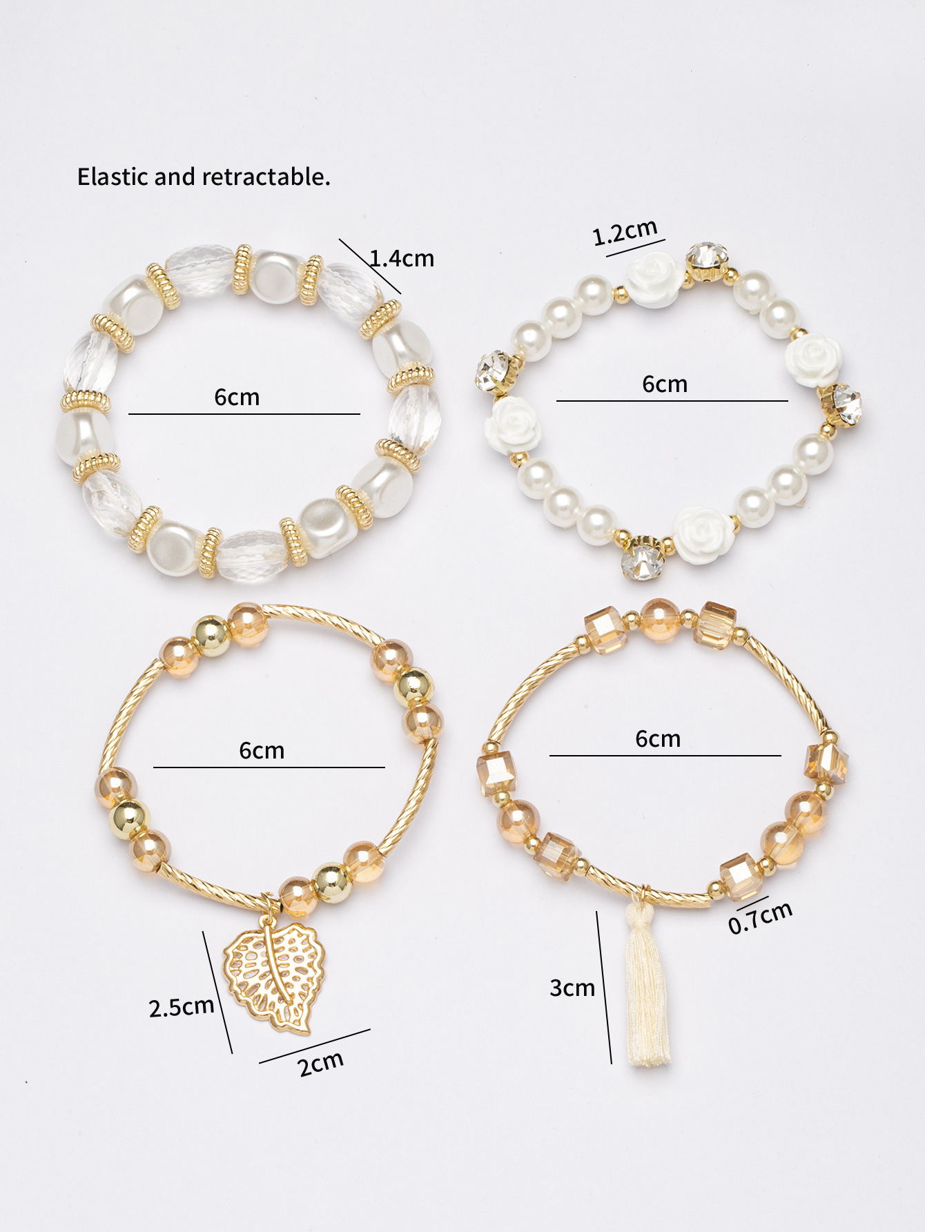 45g Weight Bracelets Classification 1 Set Quantity Casual, Daily, Party Occasion Imitation Pearl, Alloy Material Leaves, Flower Pattern Unisex Gender Beaded, Plating Design Retro Style Retro Leaves Flower Arylic Imitation Pearl Alloy Beaded Bracelets Wholesale 无