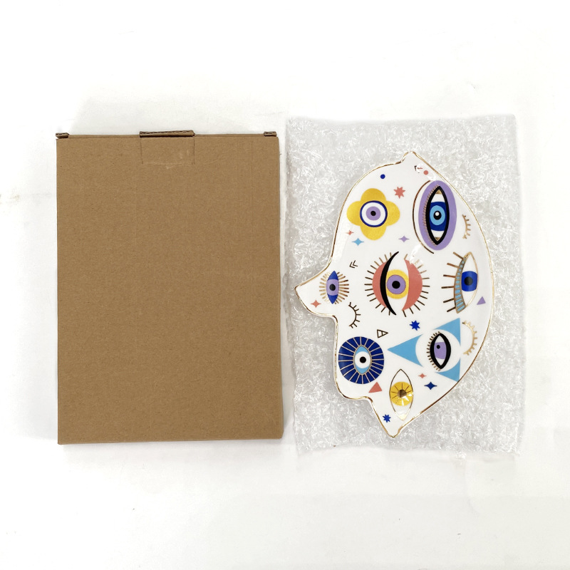 140g Weight tray Storage & Cleaning 1 Piece Quantity Holiday, Indoor Occasion ceramics Material Devil's Eye Pattern Simple Style, Classic Style Style Simple Style Classic Style Devil's Eye Ceramics Tray Artificial Decorations 无