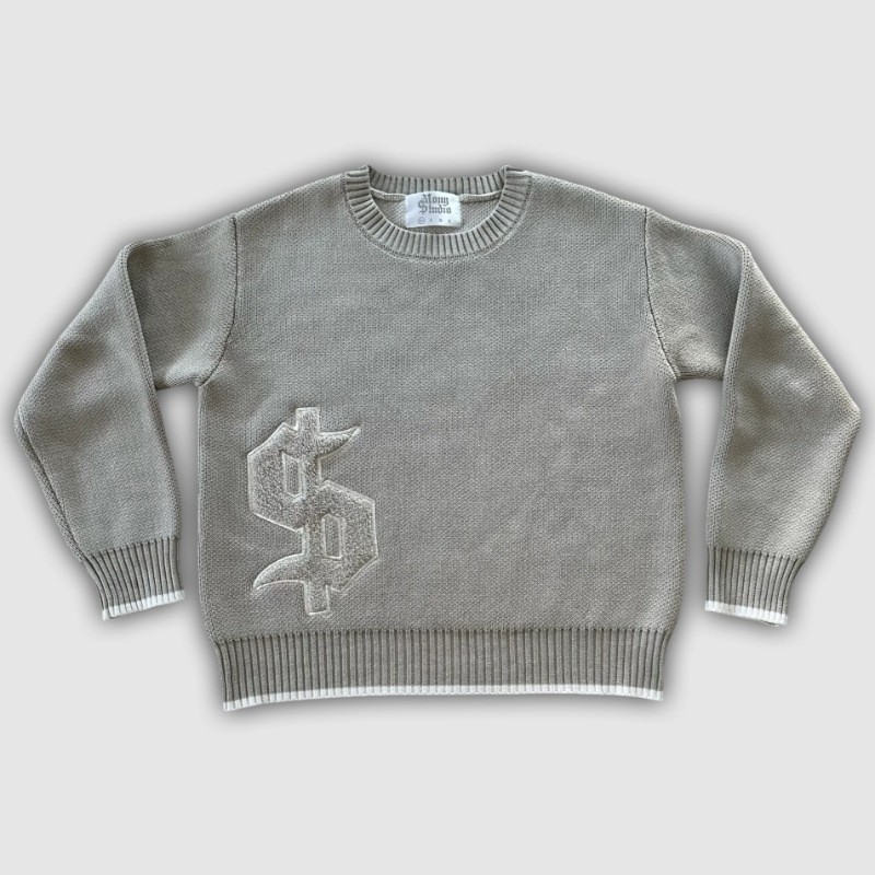 Other Crewneck Sweater Retro Washed Dollar Sign Grey