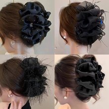 高货缎面满天星爱心亮闪抓夹女精致名媛风鲨鱼夹显发量蝴蝶结发抓