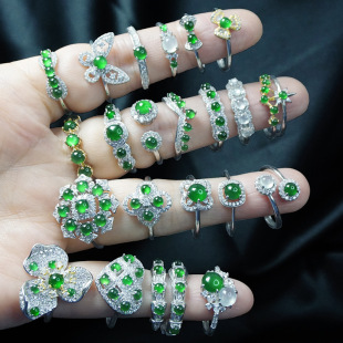 [Natural Guatemalan Jade Ring] Full S925 Silver Natural A-Grade Ice Type Yang Green Women's Ring with Live Mouth