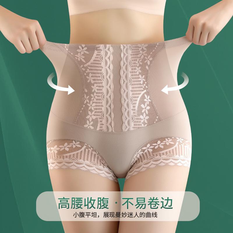 Summer thin high-waisted lace waist-shaping tummy control panties for women, postpartum body shaping, strong tummy control, butt-lifting, seamless underwear