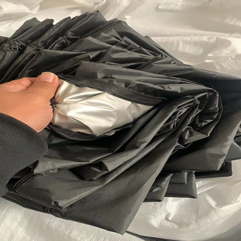 Cross-Border Car Cover 190t Silver-Coated Fabric Black Car Cover Rainproof Sunproof Polyester with Reflective Strips Car Cover