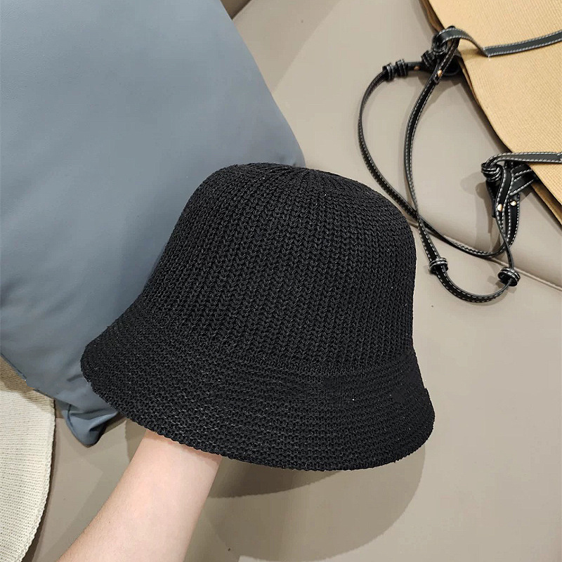日本のシンプルな組み合わせの透かし彫りの通気性のある漁師の帽子の女性の韓系ins春夏の新型のひさしは顔のすっぴんの盆の帽子を覆います。|undefined