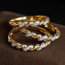 红麋鹿通体s925纯银原创小众个性麻花分金色戒指法式轻奢百搭指环