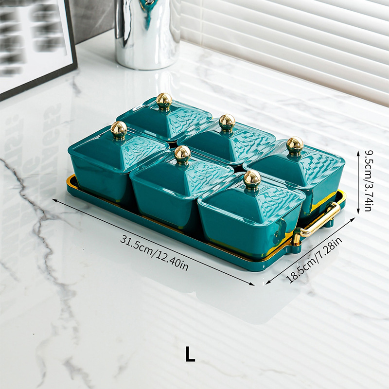 Plato de fruta sala de estar hogar mesa de té merienda fruta seca caramelo tuerca merienda plato merienda caja de almacenamiento de luz de lujo