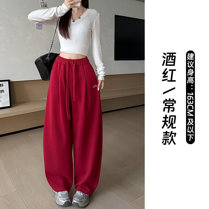 刺绣运动卫裤女2025年秋季新款束脚抽绳宽松小个子直筒休闲阔腿裤|undefined
