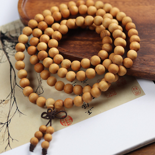 Natural Taihang Yaobai 108-Count Rosary Beads Bracelet Buddhist Prayer Beads Plain String Bracelet Aged Raw Material Novelty for Men and Women
