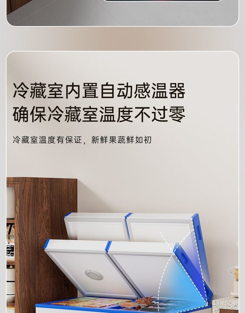 Dual-Temperature Dual-Door Freezer, Large-Capacity Household Dual-Use Freezer, Smart Freezer, First-Class Energy-Saving Car Refrigerator