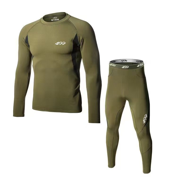 New Autumn and Winter Outdoor Cycling Sports Thermal Clothing Underwear Fitness Shaping Tight-Fitting Functional Training Clothing Set in Stock