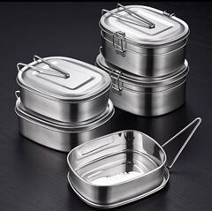 304 ステンレス鋼ランチボックス食品グレード昔ながらのライスボックス食堂蒸しランチボックス学生ランチボックス蓋付き二層ランチボックス