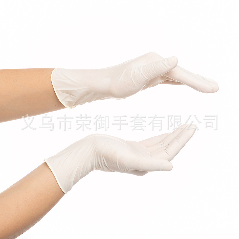 高品质9寸乳胶手套一次性有粉乳胶手套防护制造使用乳胶橡胶手套