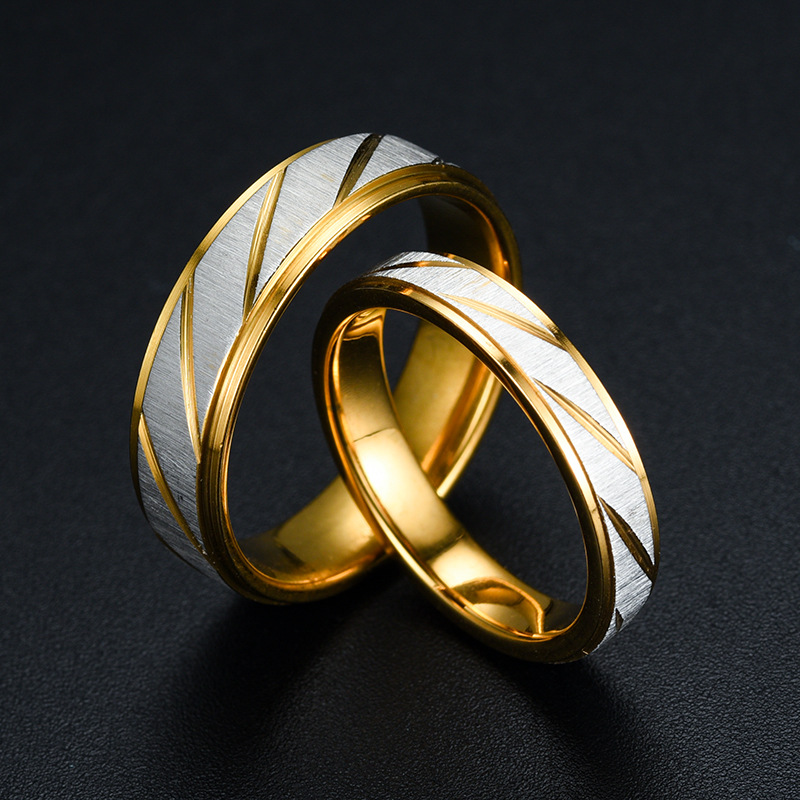 Mode Goldener Schrägstrich Edelstahl Ring Großhandel Nihao Schmuck display picture 1