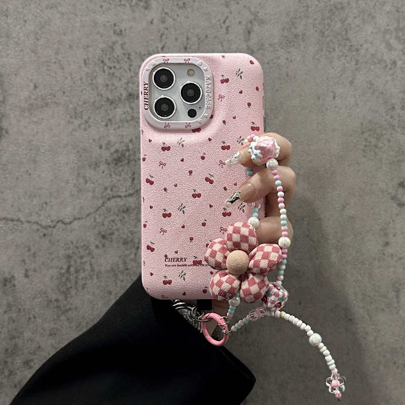 Niña ins rosa floral apta para iphone16ProMax bolsa de batería 14 Apple 15 funda para teléfono 13 diagonal 16P