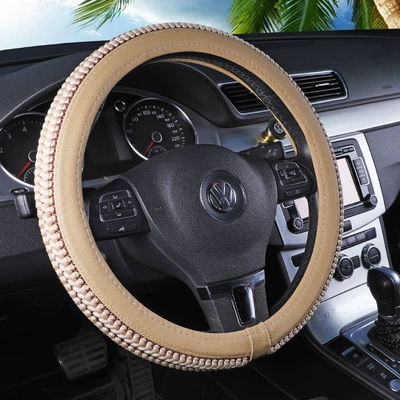 Cover for Drivers, Anti-Slip, Steering wheel cover - beige-knittedleather-double-style-general