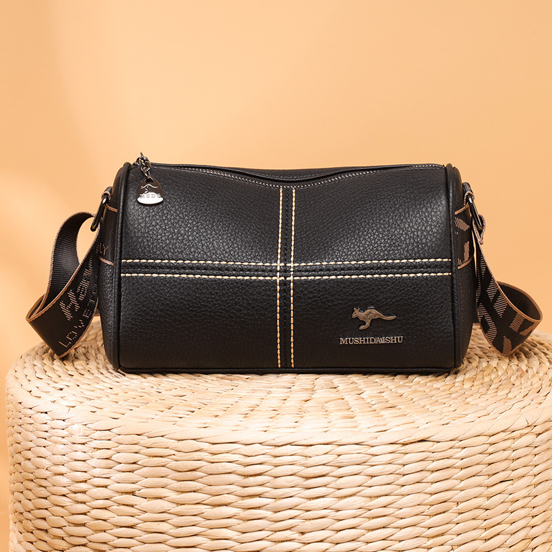 Transfronteriza PU de cuero suave con textura bolso de hombro costura de moda bolso de la madre de color sólido bolso de las mujeres de moda retro bolsa de mensajero ocasional