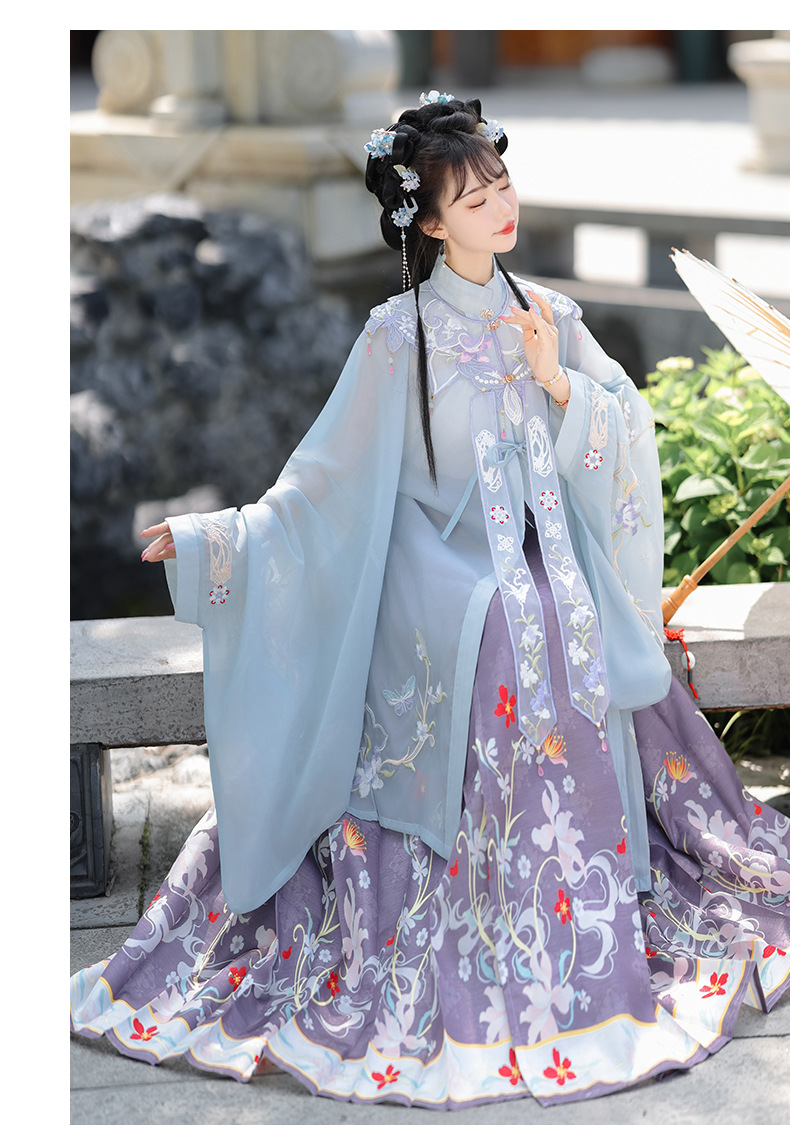 花未眠原创汉服女古装粉色明制云肩立领对襟长衫马面裙中国风春夏-阿里巴巴