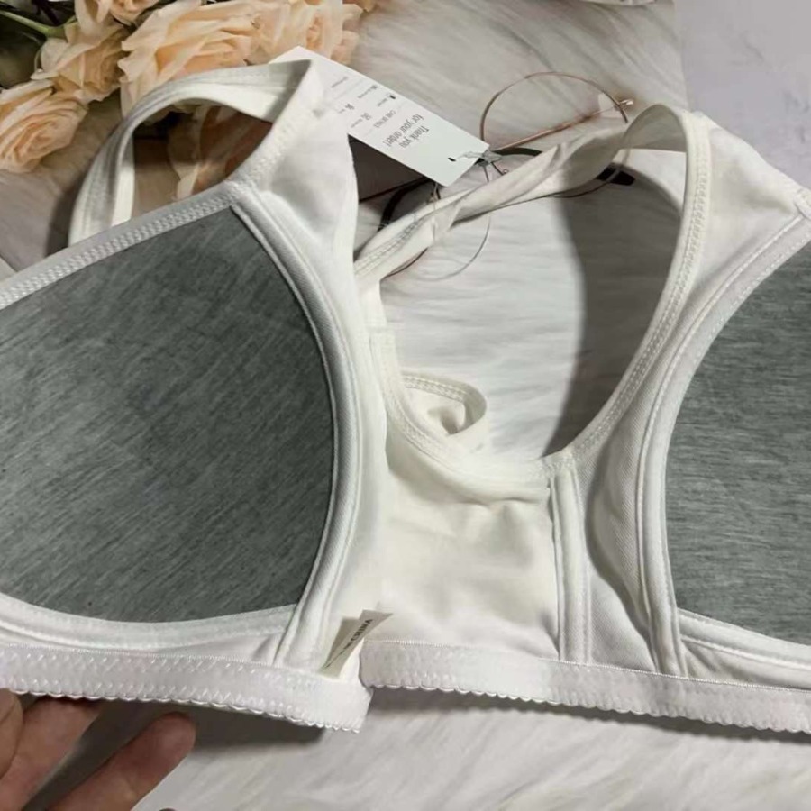 Transfronterizos madres sujetadores de ropa interior de hebilla delantera delgada algodón de mediana edad sin anillo de acero sujetadores de algodón reunidos sujetadores de tamaño grande