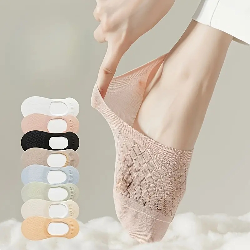 Spring and Summer Thin Mesh Comfortable and Breathable Socks Shallow Mouth Invisible Non-Falling Pure Color Socks Women's Boat Socks Wholesale