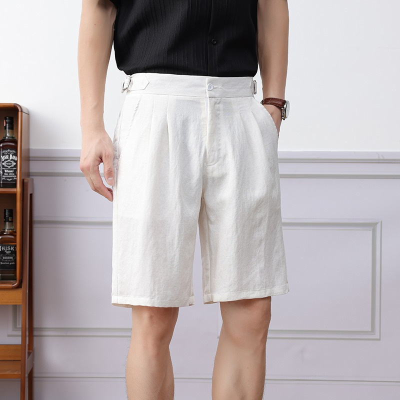 2026 Solid Color Suit Shorts Men's Youth Summer Loose-Fitting Dress Pants with Drape Effect Wide-Leg Mid-Length Straight Five-Point Shorts