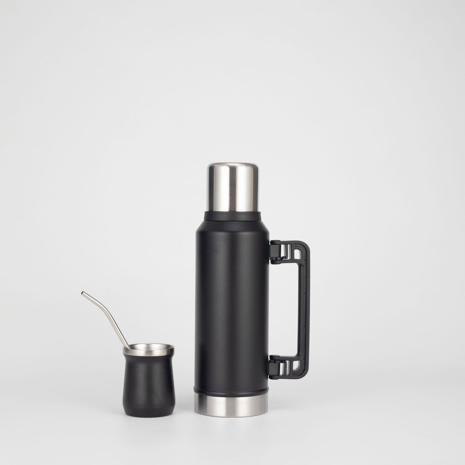 Botella de agua aislada estilo Stanley con asa portátil, botella de ciclismo de gran capacidad, taza térmica de acero inoxidable 304, botella de agua caliente.