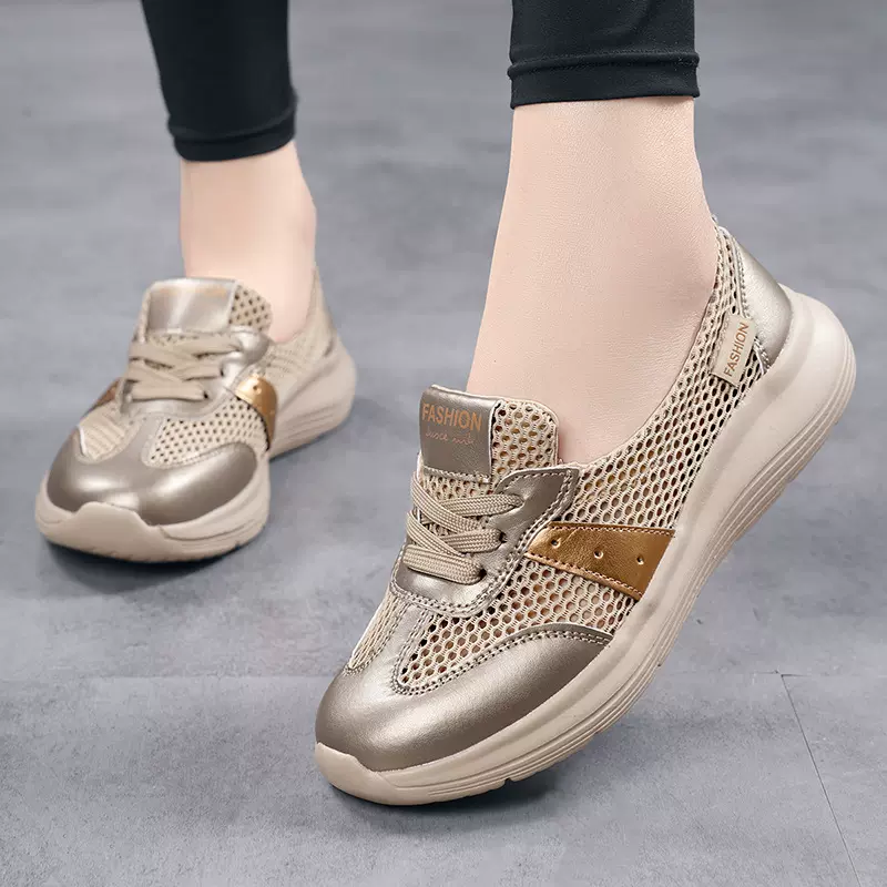 2025套脚懒人鞋一脚蹬镂空夏休闲女鞋新款妈妈鞋低帮平底健步鞋