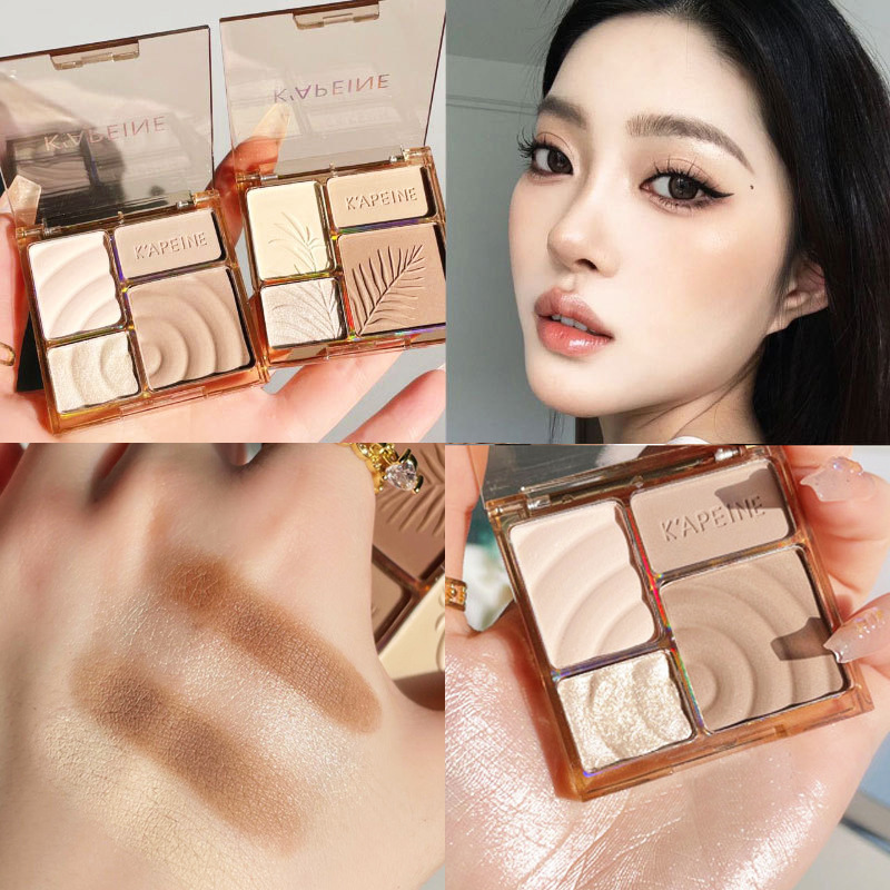 Four-Color High-Gloss Contouring Palette Shadow Pearlescent Matte Brightening Glitter High-Gloss Powder Contouring Palette Natural Three-Dimensional Cross-Border