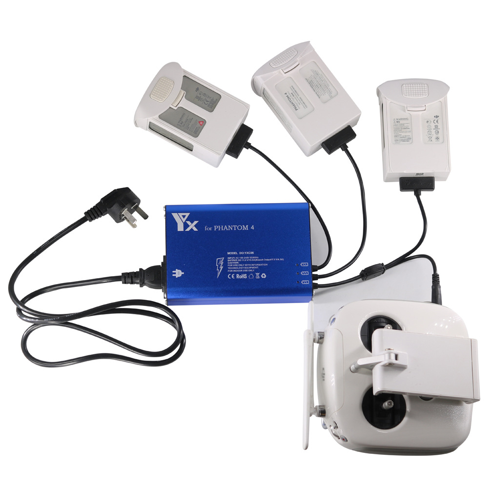 Phantom 4 Pro Advanced+ Charger, Four-way Parallel Charging Board, Battery Manager and Concierge